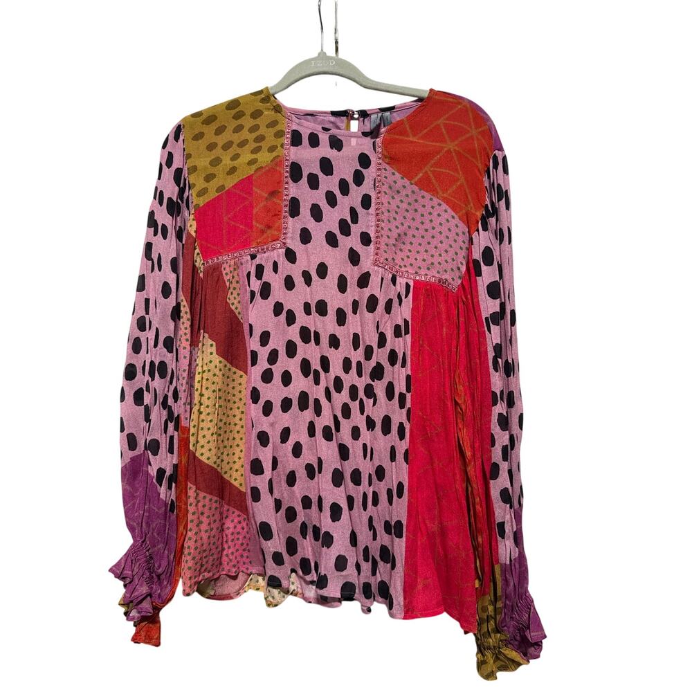 New Anthropologie Blank London Miranda Blouse Womens Small Boho Patchwork